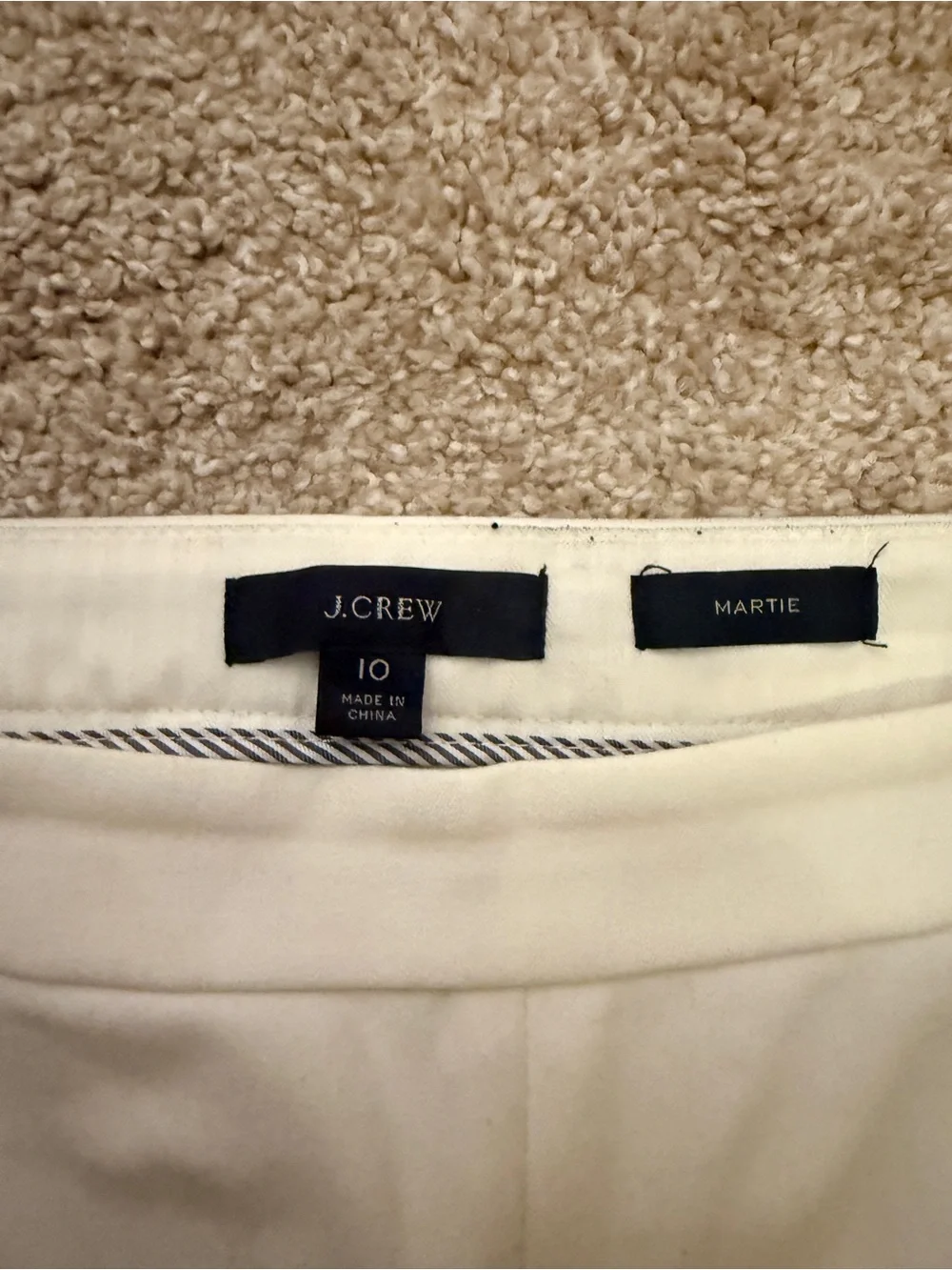 J.Crew Martie Pant Bi-Stretch Cotton Ivory White Sz 10